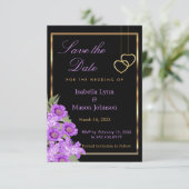Save the Date - Elegante Lila Blume Hochzeit (Stehend Vorderseite)