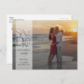 Save the Date Elegante Overlay Banner Foto Hochzei Postkarte (Vorne/Hinten)