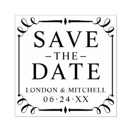 Save the Date elegante Rahmen-Hochzeitmonogramm Gummistempel