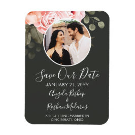 Save the Date Elegante Rosa Rose Blumenhochzeit Magnet