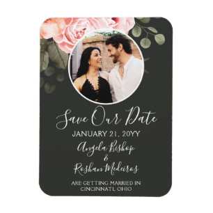 Save the Date Elegante Rosa Rose Blumenhochzeit Magnet