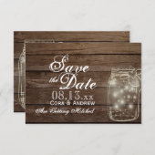 Save the Date - Elegante rustikale Mason Jar Light Einladung (Vorne/Hinten)
