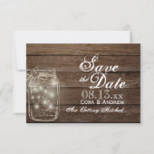 Save the Date - Elegante rustikale Mason Jar Light Einladung (Vorderseite)