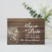 Save the Date - Elegante rustikale Mason Jar Light Einladung (Stehend Vorderseite)