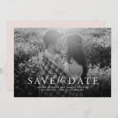 Save the Date elegante Schwarzweiß-Fotokarte (Vorne/Hinten)
