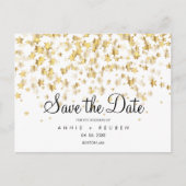 Save the Date Elegante Script Gold Stars Postkarte (Vorderseite)