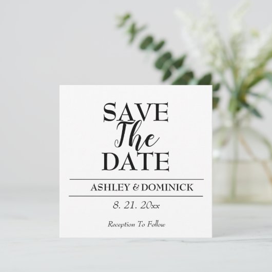 Save the Date Elegante Script Wedding Card (Stehend Vorderseite)