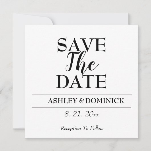 Save the Date Elegante Script Wedding Card (Vorderseite)