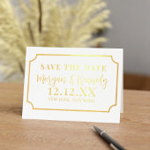 Save the Date Elegante Ticket Frame Gold Foil Card Folienkarte