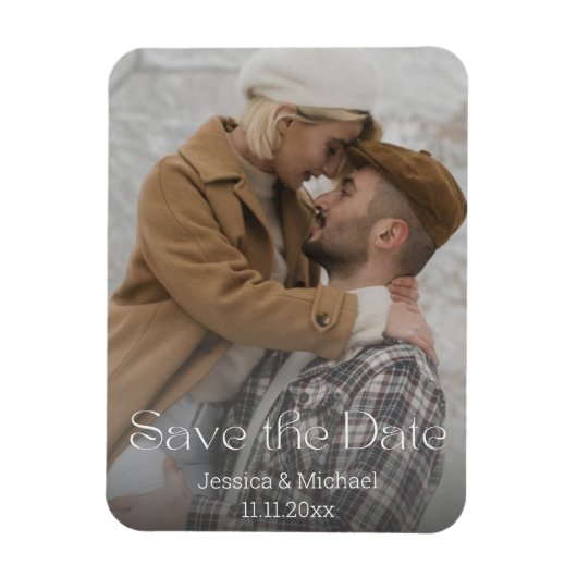 Save the Date, elegante Typografie Foto Hochzeit Magnet (Vertikal)