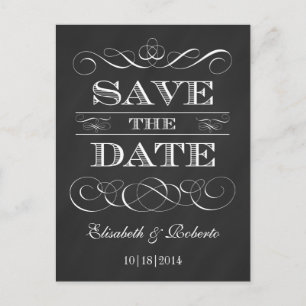 Save the Date elegante Vintage Tafel-Art Ankündigungspostkarte