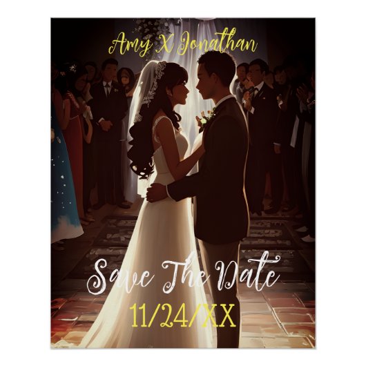 Save the Date Elegante Wedding Engagement Party Poster (Vorderseite)