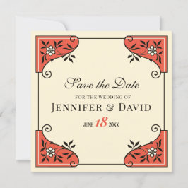 Save the Date Eleganter Blumenrahmen CC1250 Vintag Einladung