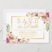 Save the Date eleganter, rosafarbener, floraler Go (Vorderseite)