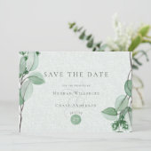 Save The Date | Eleganter Wasserfarbe Eukalyptus (Stehend Vorderseite)