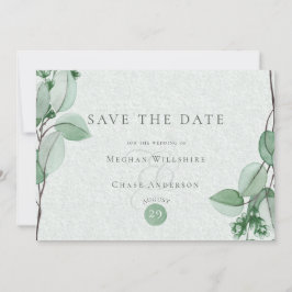 Save The Date | Eleganter Wasserfarbe Eukalyptus
