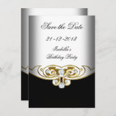 Save the Date eleganter White Black Diamond (Vorne/Hinten)