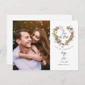 Save the Date Elegantes Blumenkohl Foto Ankündigungspostkarte (Vorne/Hinten)