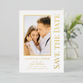 Save the Date Elegantes HochzeitGold Folieneinladung (Stehend vorne)