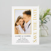 Save the Date Elegantes HochzeitGold Folieneinladung (Stehend vorne)