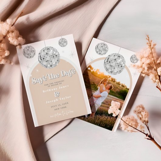 Save the Date Elegantes Retro Disco Groove Foto Einladung