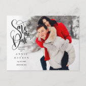 Save the Date Elegantes Script Foto Einfache Postk Postkarte (Vorderseite)