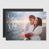 Save the Date Elegantes Script-Foto Magneteinladung (Vorne/Hinten)