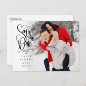 Save the Date Elegantes Script Foto Modernes Postkarte (Vorne/Hinten)