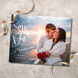 Save the Date Elegantes Script Foto Postcard Postkarte