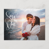 Save the Date Elegantes Script Foto Postcard Postkarte (Vorderseite)