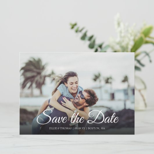 Save the Date Elegantes Script Modernes Foto (Stehend Vorderseite)