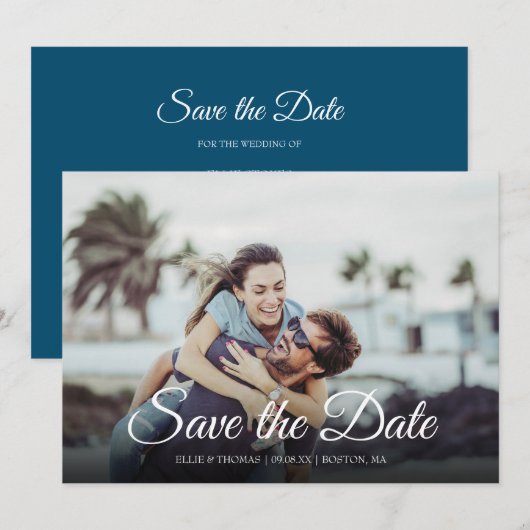 Save the Date Elegantes Script Modernes Foto (Vorne/Hinten)