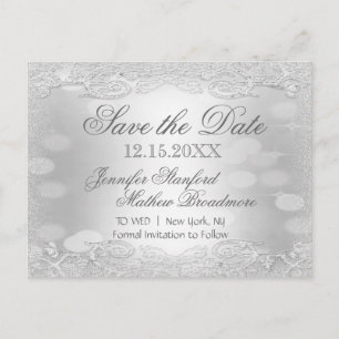 Save The Date Elegantes Silber Ankündigungspostkarte