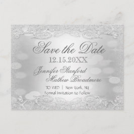 Save The Date | Elegantes Silber Ankündigungspostkarte