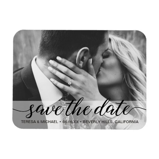 Save the Date elegantes Verlobung-Foto Magnet (Horizontal)