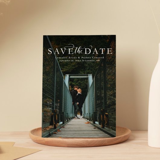 Save the Date elegantes vertikales Foto Magneteinladung