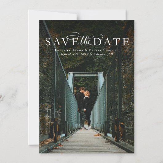 Save the Date elegantes vertikales Foto Magneteinladung (Vorderseite)