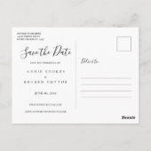 Save the Date Elegantes White Script Foto Postcard Postkarte (Rückseite)