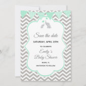 Save the Date Elephant Mint Green Silver (Vorderseite)