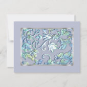 Save the Date Embossed Look Damask Blue Einladung (Vorderseite)
