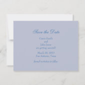 Save the Date Embossed Look Damask Blue Einladung (Rückseite)