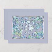 Save the Date Embossed Look Damask Blue Einladung (Vorne/Hinten)