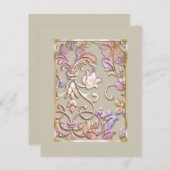 Save the Date Embossed Pastel Damask (Vorne/Hinten)