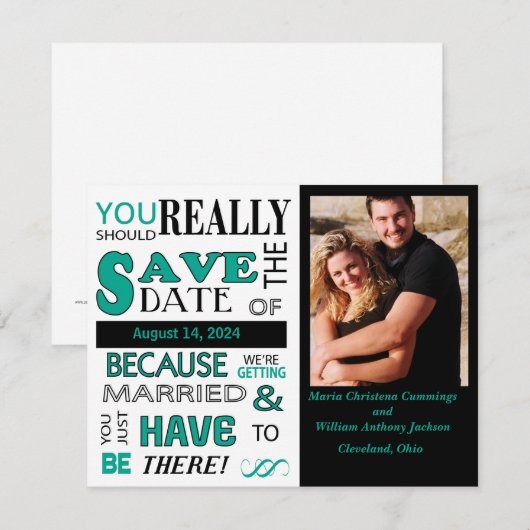 Save the Date (Emerald) Ankündigung (Vorne/Hinten)