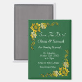 Save The Date - Emerald & Gold 3.5" x 2.5" Fridge Magnet (Vorderseite/Rückseite)