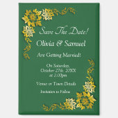 Save The Date - Emerald & Gold 3.5" x 2.5" Fridge Magnet (Vorderseite)