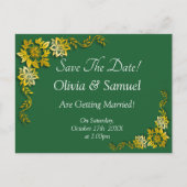 Save The Date - Emerald Green & Gold Ankündigungspostkarte (Vorderseite)