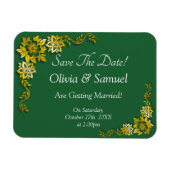 Save The Date - Emerald Green & Gold Magnet (Horizontal)
