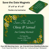 Save The Date - Emerald Green & Gold Magnet