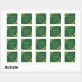 Save The Date - Emerald Green & Gold Quadratischer Aufkleber (Blatt)